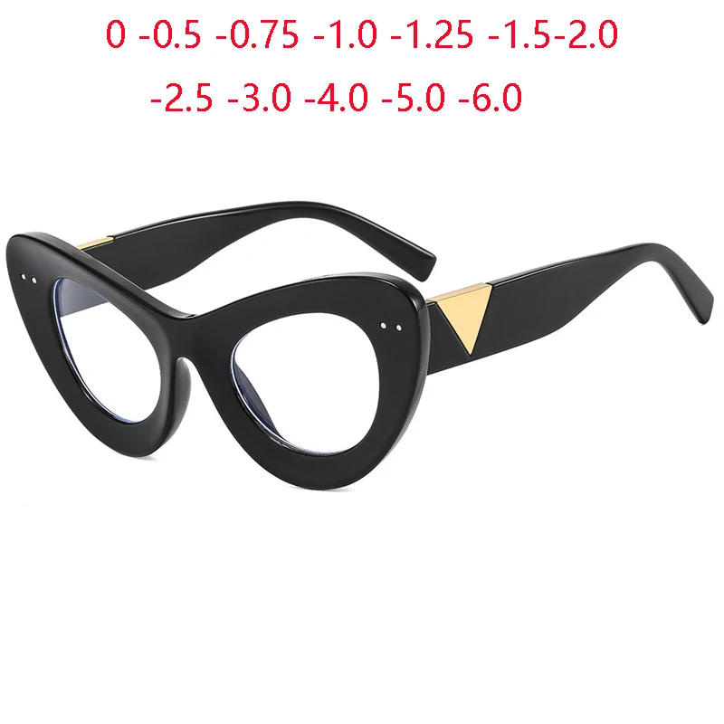 

Anti Blue Rays Minus Degree Cat Eye Prescription Eyeglasses With Cylinder Anti-UV Myopia Spectacles Diopter 0 -0.5 -0.75 To -4.0