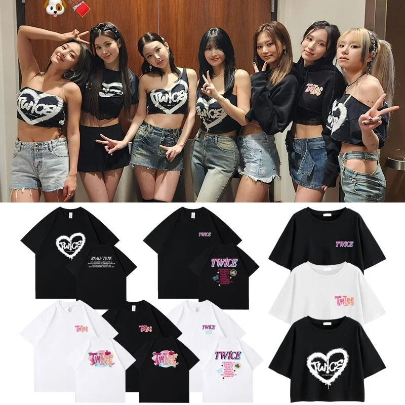 

NEW TWICE Five Tour Concert ReadyToBe Surrounding Same Short Sleeve T-shirt Loose Print Singing Clothes