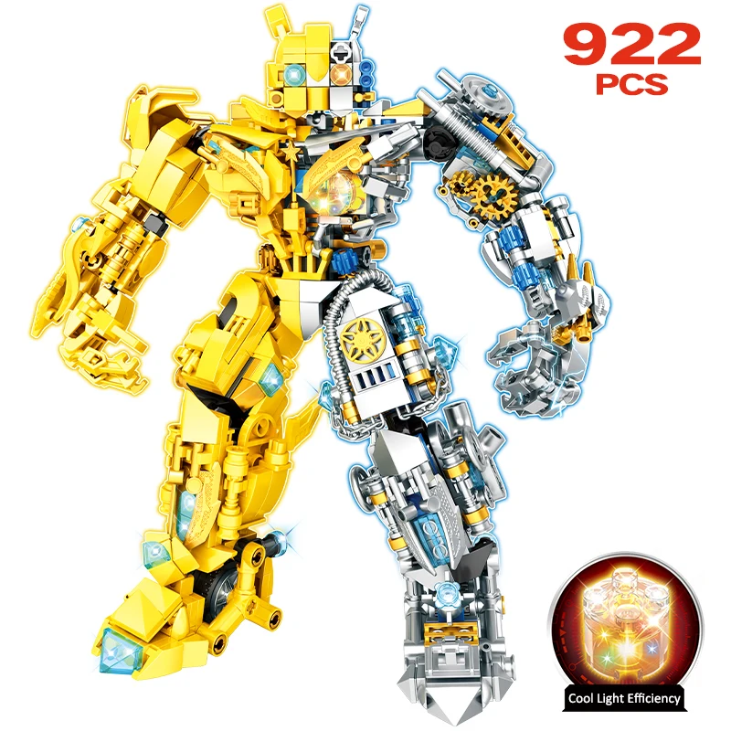 

922 шт., светодиодный ский конструктор «робот-трансформер»