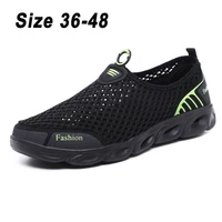 mesh men casual shoes summer breathable sneakers men couples outdoor walking shoes comforable slip on mens loafers plus size 48