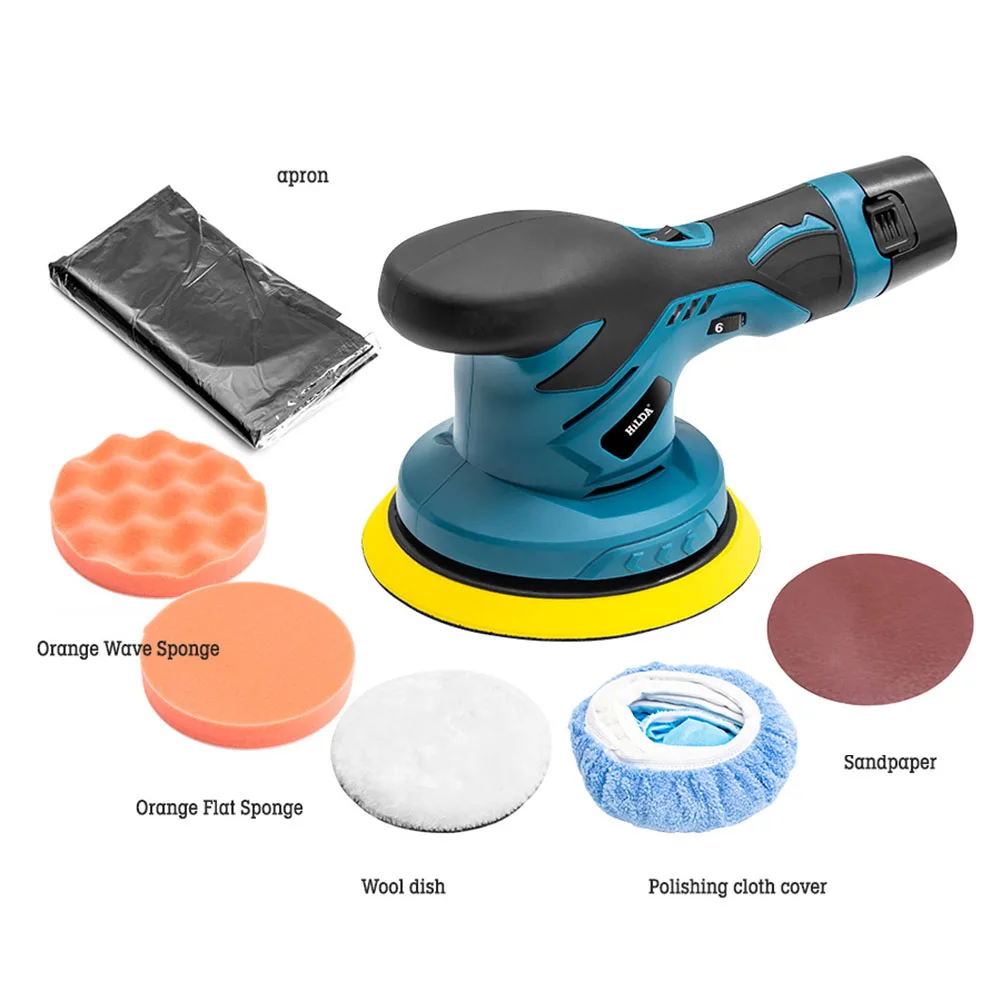 

Cordless Electric Car Polisher Machine 12V Portable Car Polishing Cleaner Adjustable Speed Rechargeable with 2 Batteries