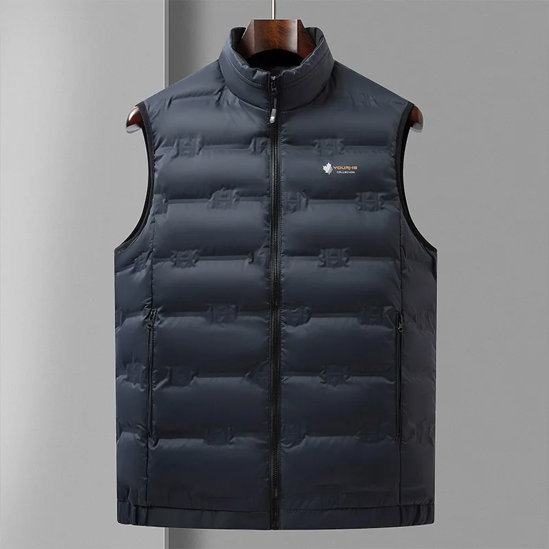 

2022 Winter Men Warm Cosy Puffer Vests Black Navy Blue Thermal Sleeveless Puff Sleeless Basic Coats Male Daily Waistcoat