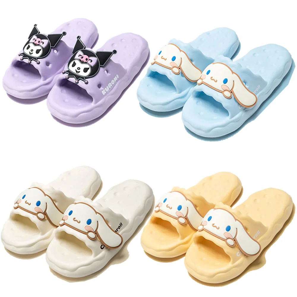 

Летние шлепанцы Sanrios Cinnamoroll Kuromi для детей и взрослых Аниме кавайная нескользящая Мягкая подошва износостойкая домашняя обувь для ванной комнаты