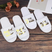1pair bride shower bride wedding decoration bridesmaid hen party spa soft slippers ladies bachelorette party supplies gifts