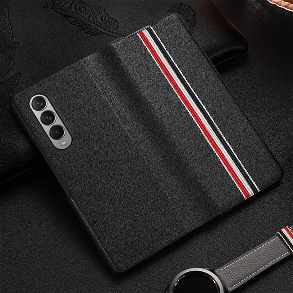 Najtaniej Do Samsung Galaxy Z Fold 4 Fold3 Etui Luksusowe Miękkie Oryginalne Skórzane Paski Malowane All-Inclusive Składany Uchwyt Ochronny