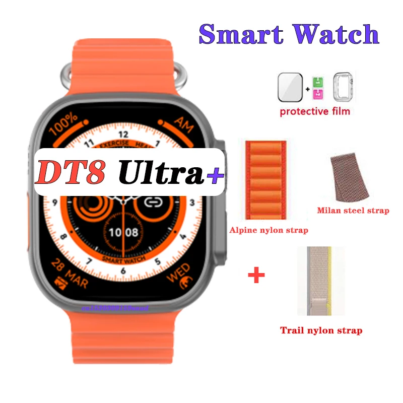 

Смарт-часы DT8 Ultra + мужские, 49 мм, экран 2,1 дюйма, NFC, GPS, Bluetooth