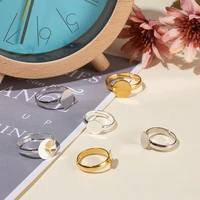 60pcs round brass adjustable finger ring findings 8mm10mm bezel tray flat ring base blank for ring making 3 colors