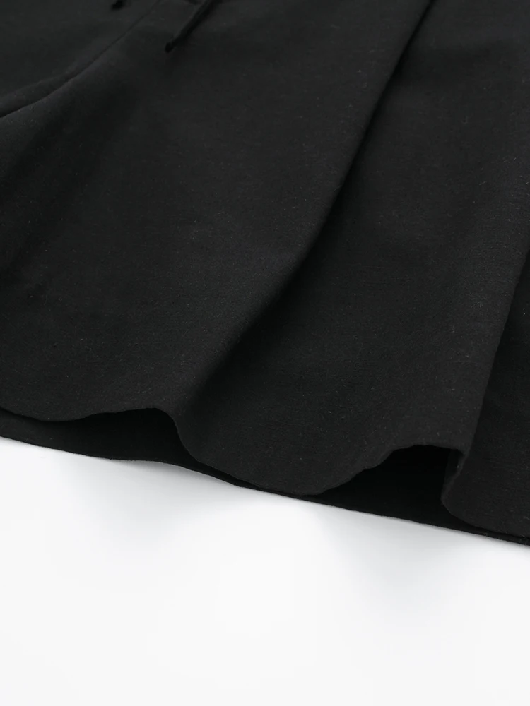 PAILETE Women 2023 fashion side pockets front darted linen bermuda shorts vintage high waist zipper fly female short pants mujer