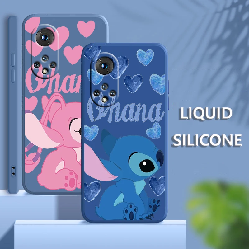 

Disney Stitch Cool For Honor 70 60 50 30 20 X20 10X Pro Plus Lite Liquid Rope Silicone Candy Cover Phone Case