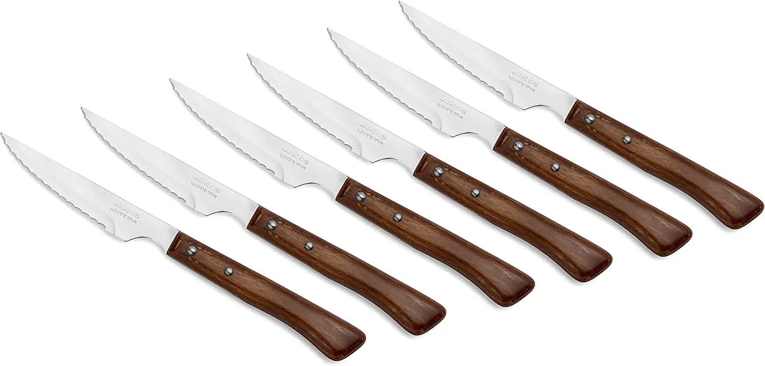

Couteaux de Table - Couteau à Set de Couteaux à Steak - Lame Acier Inoxydable Nitrum 110 mm - Manche Bois Comprimé Couleur Brun