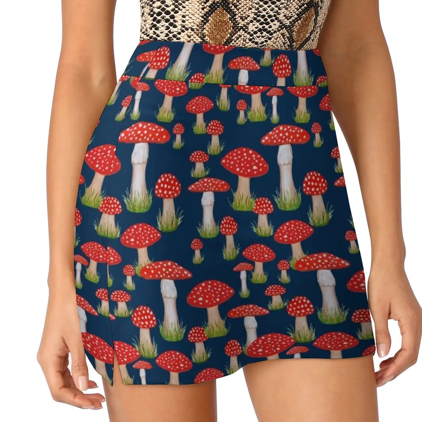 Красные грибы и красные тонатели Женская юбка Спортивная юбка-юбка с карманом