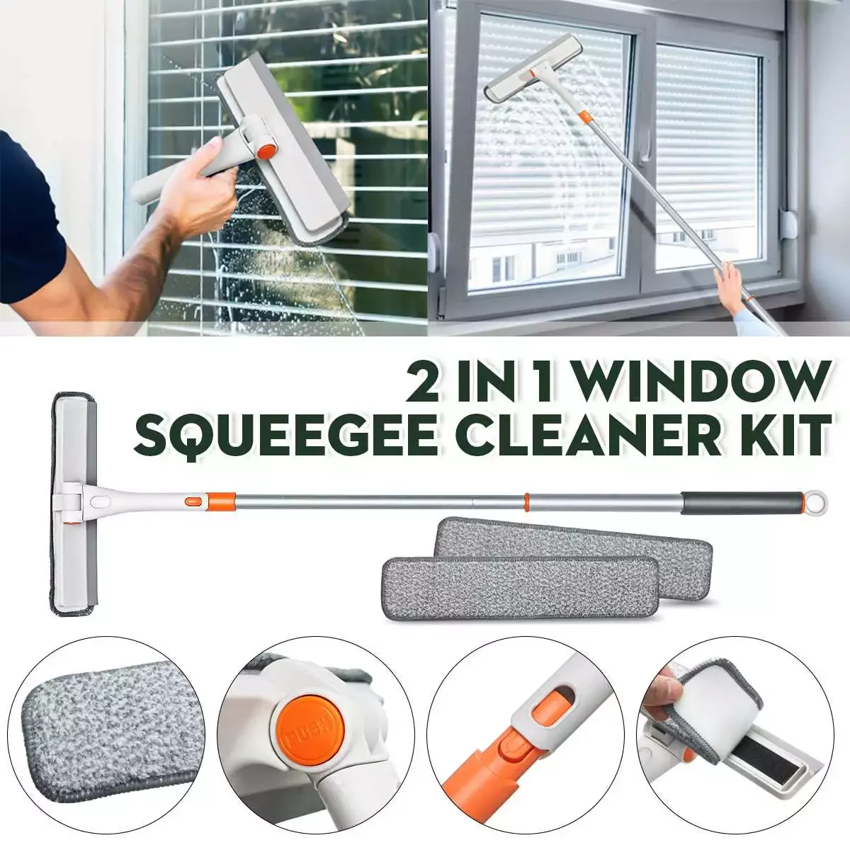 

Скребок для мытья окон, швабра из мягкой микрофибры, с длинной ручкой, телескопическая, для уборки дома, кухни, автомобиля