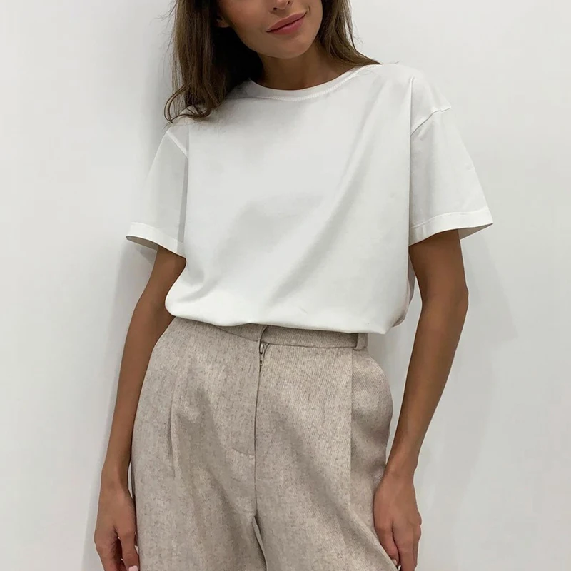 

New Cotton Women Tshirts Summer Harajuku Loose Solid Basic T Shirts Korean Casual O Neck Tees Plus Size Female Sexy Tops