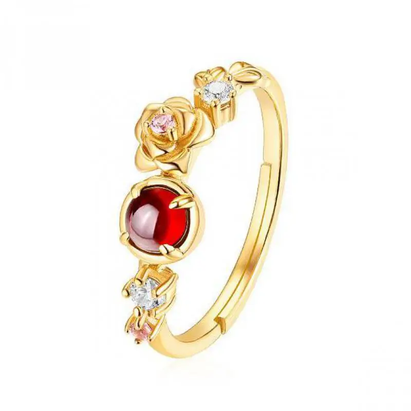 

Женское Обручальное кольцо с красным гранатом, из серебра 925 пробы