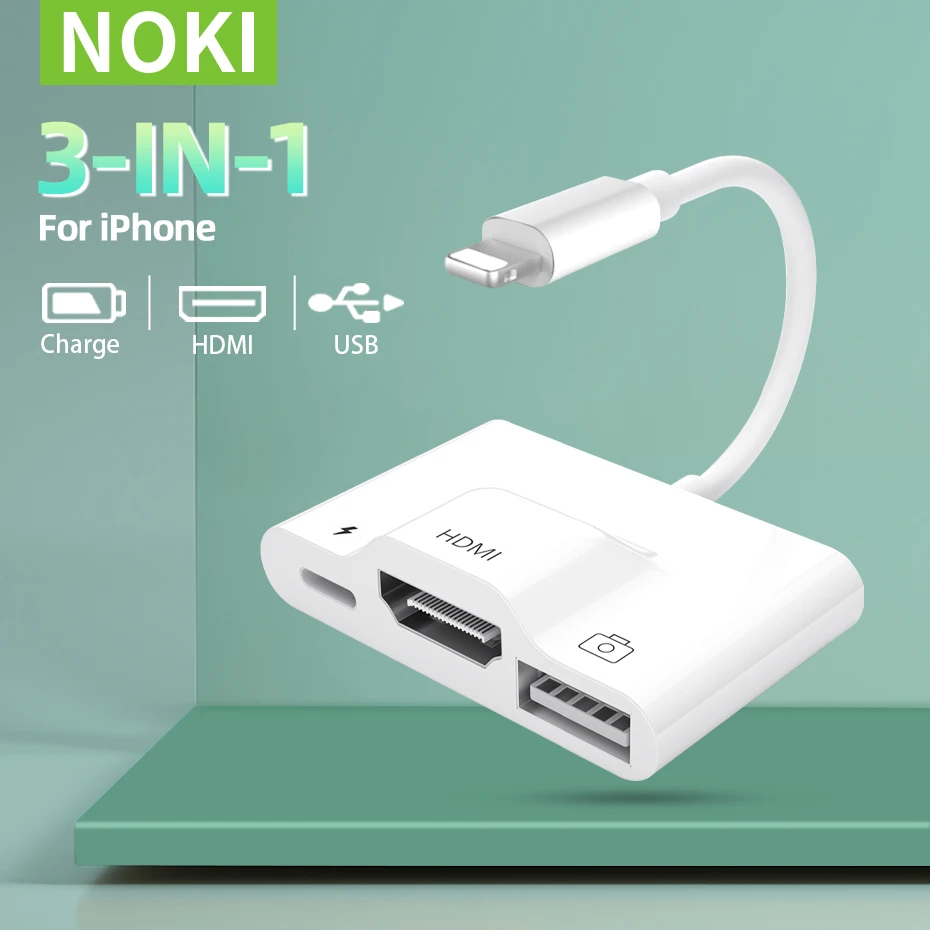 Lightning to HDMI Digital AV Adapter for iPhone14 13/iPad to TV USB 3.0 OTG Camera Hub with Charging 1080P Sync Screen Connector