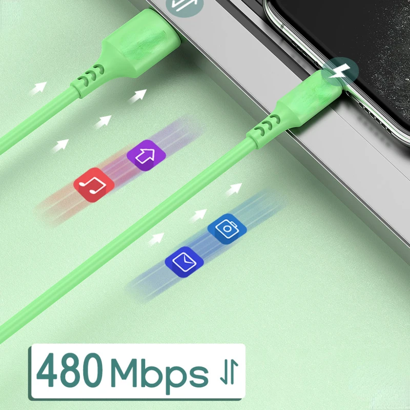 

Silicone 0.25/1.2/1.8M Cable USB Cable For iPhone 12 11 Pro Max X XR XS 8 7 6 6s Fast Data Charging Charger USB Wire Cord