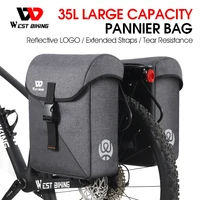 west biking 35l large capacity bike pannier rear seat bicycle double bag luggage carrier mtb road commuting cycling trunk bag