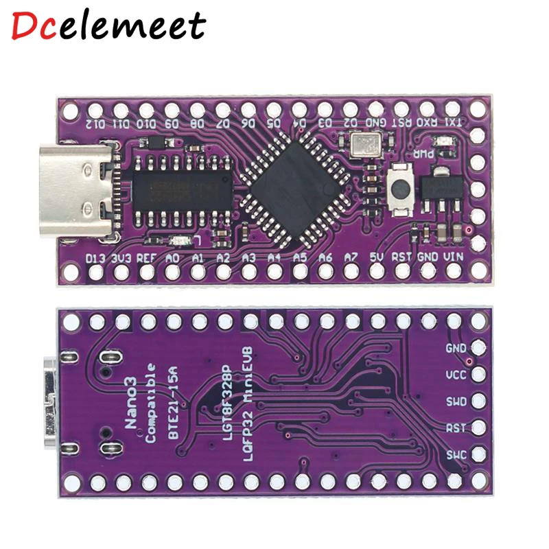 

LGT8F328P-LQFP32 MiniEVB TYPE-C Compatible Nano V3.0 with Crystal Oscillator Development Board for arduino