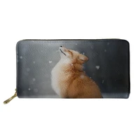 3d fox pattern new style wallet aesthetics practical long money bag women girl zipper%c2%a0necessity credit card holder