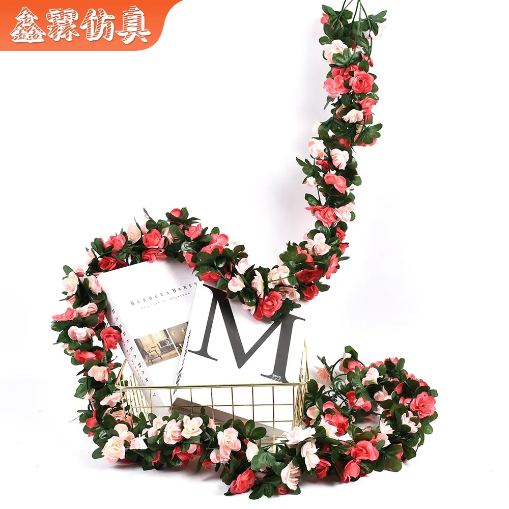 

45 Roses Rattan Spring Simulation Roses Rattan Decoration Artificial Roses Rattan Foreign Trade Cross-border Wholesale