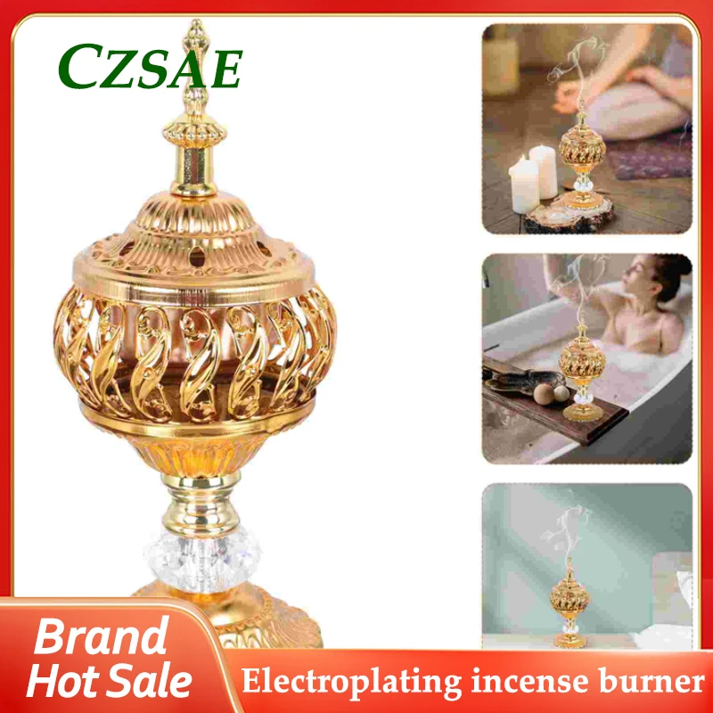 

1pcs Middle East Retro Lotus Seat Electroplating Incense Burner Metal Craft Home Decoration Yoga Studio Portable Ornaments