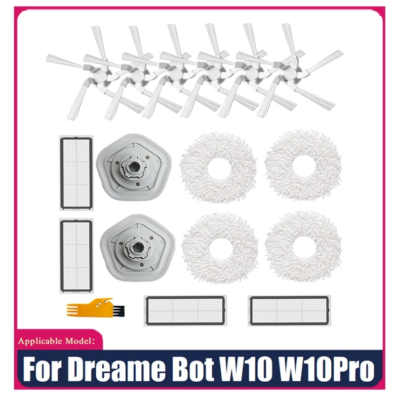 

17Pcs For Dreame W10/W10 Pro Robot Vacuum Cleaner Replacement Parts HEPA Filter Mop Cloth Side Brush Cleaning Brush