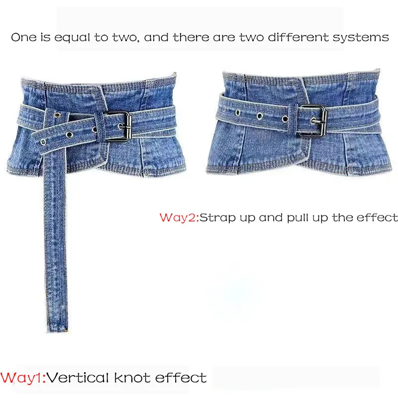 Новый Широкий ремень для осени и зимы Женский декоративный джинсовый