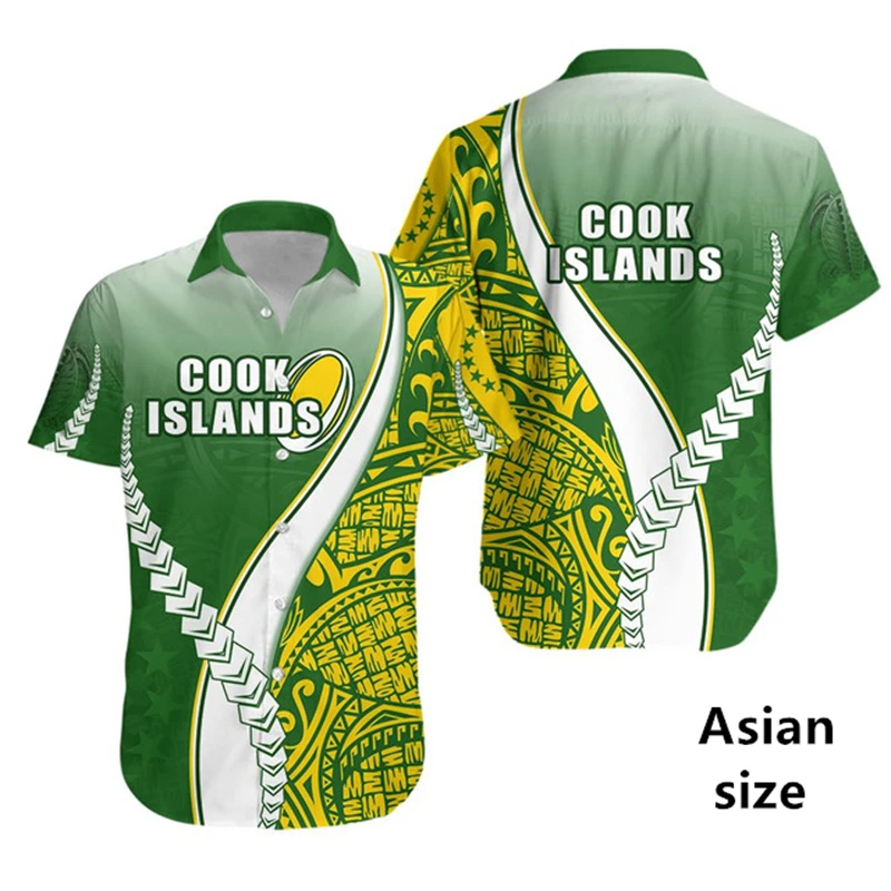 Cook Islands Flag Map 3D Printed Hawaiian Shirts For Men Women Fashion Polynesian Short Sleeve Button Shirt Casual Unisex Tops
