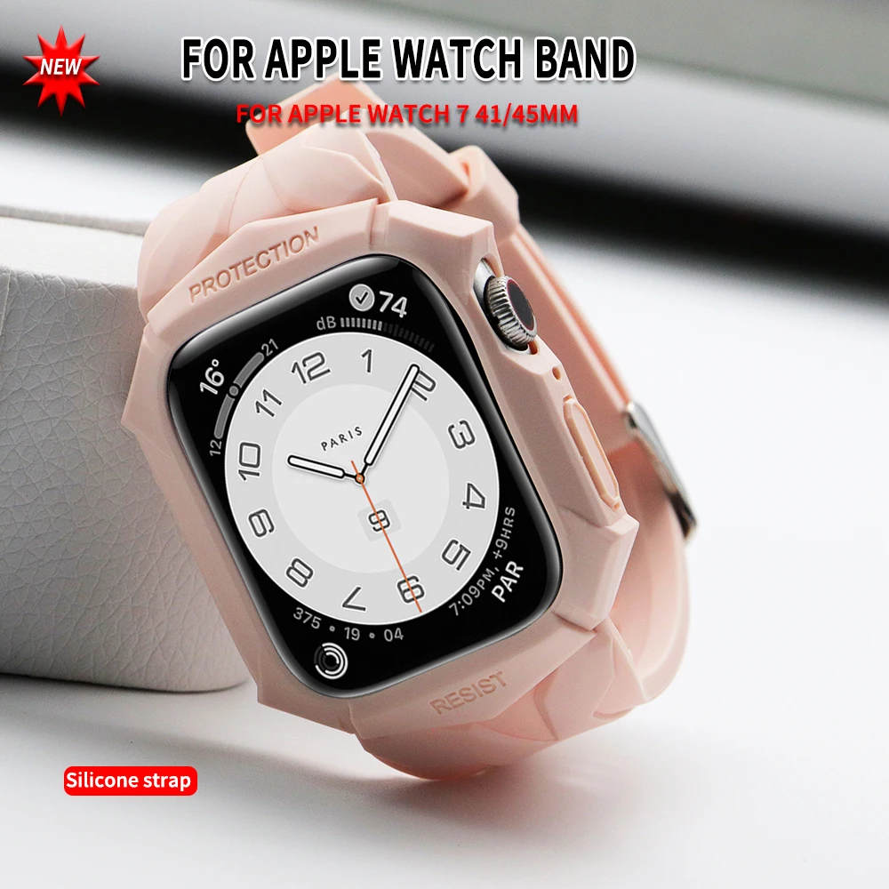 

Ремешок силиконовый для Apple Watch Band 40 мм 41 мм 44 мм 45 мм 45 мм, резиновый браслет для IWatch Series 7 6, спортивные аксессуары для браслета