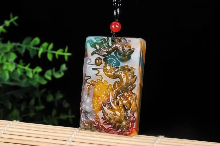 Xinjiang Hetian Jade Color Laban Xiao Ping ɺn брендовая подвеска Золотой Нефритовый дракон для