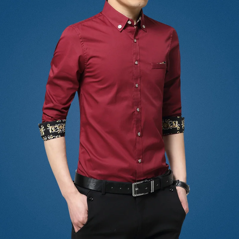 

Рубашка мужская приталенная с длинным рукавом, хлопок, Повседневная деловая, модная классическая, брендовая, весна-осень