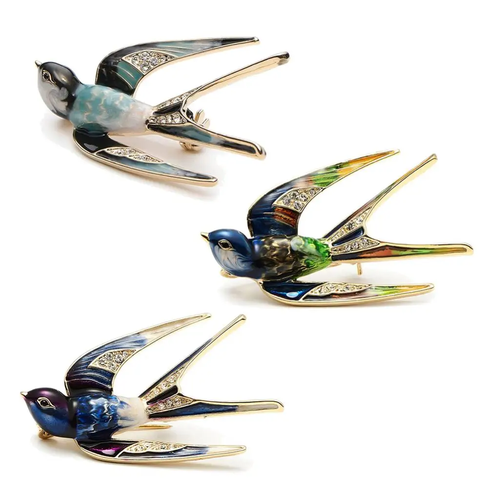

Fashion Women Enamel Swallow Bird Collar Brooch Pin Lapel Clothes Jewelry Decor Clothing School Bag Accessories Hat Shirt Badges