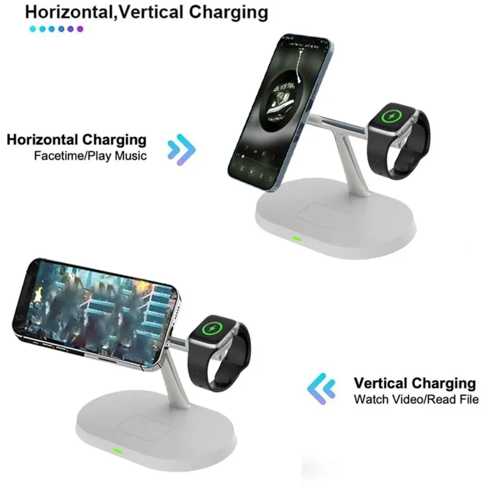 

3 in 1 Fast Charging Magnetic Wireless Charger Fashion Desktop Phone Stand for Macsafe For iPhone For Samsung For Watch
