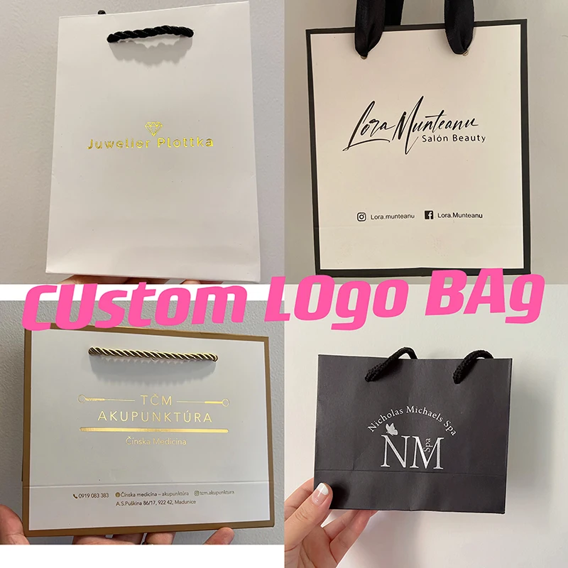100 шт. бумажные пакеты с логотипом на заказ