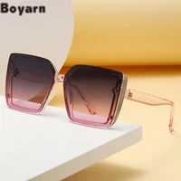 boyarn luxury brand design fashion large frame sunglasses womens high sense diamond cut edge sunscreen sunglasses womens trend
