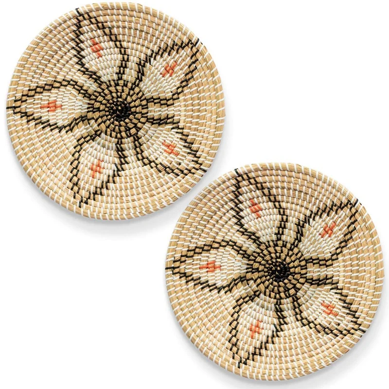 

Wall Basket Decor Set - Rattan Wall Decor - Wicker Wall Art - Woven Fruit Basket - Seagrass Decorative Bowl - Hanging