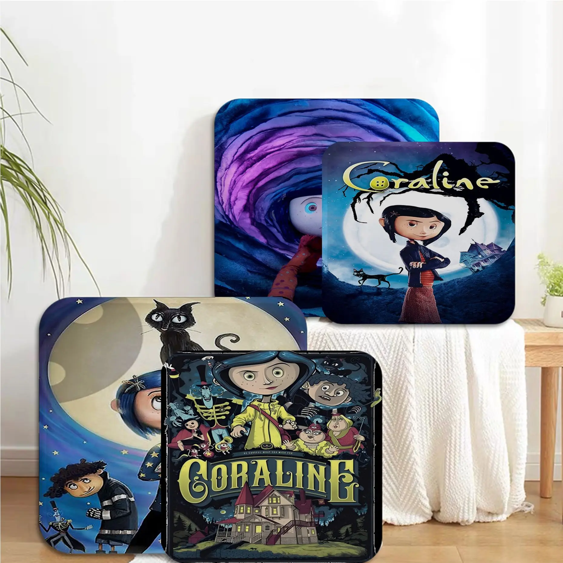 

Disney Coraline Square Seat Pad Household Cushion Soft Plush Chair Mat Winter Office Bar Chair Cushions