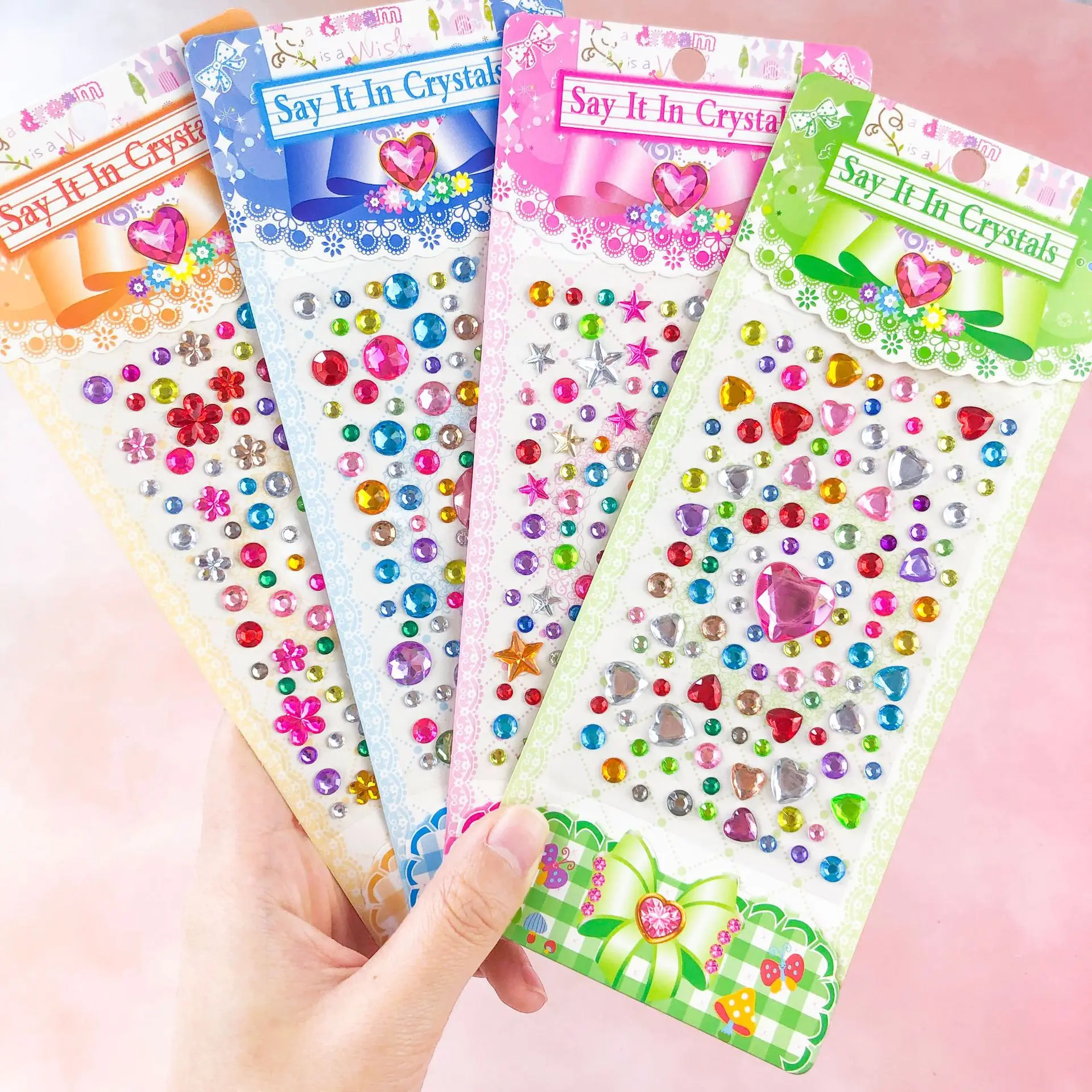 

Sticker children crystal diy acrylic love gemstone pentagram diamond wholesale korean stickers kawaii journaling stationery