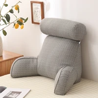 linen reading pillow with armrests and round pillow pearl cotton inner core detachable multifunctional big waist pillow