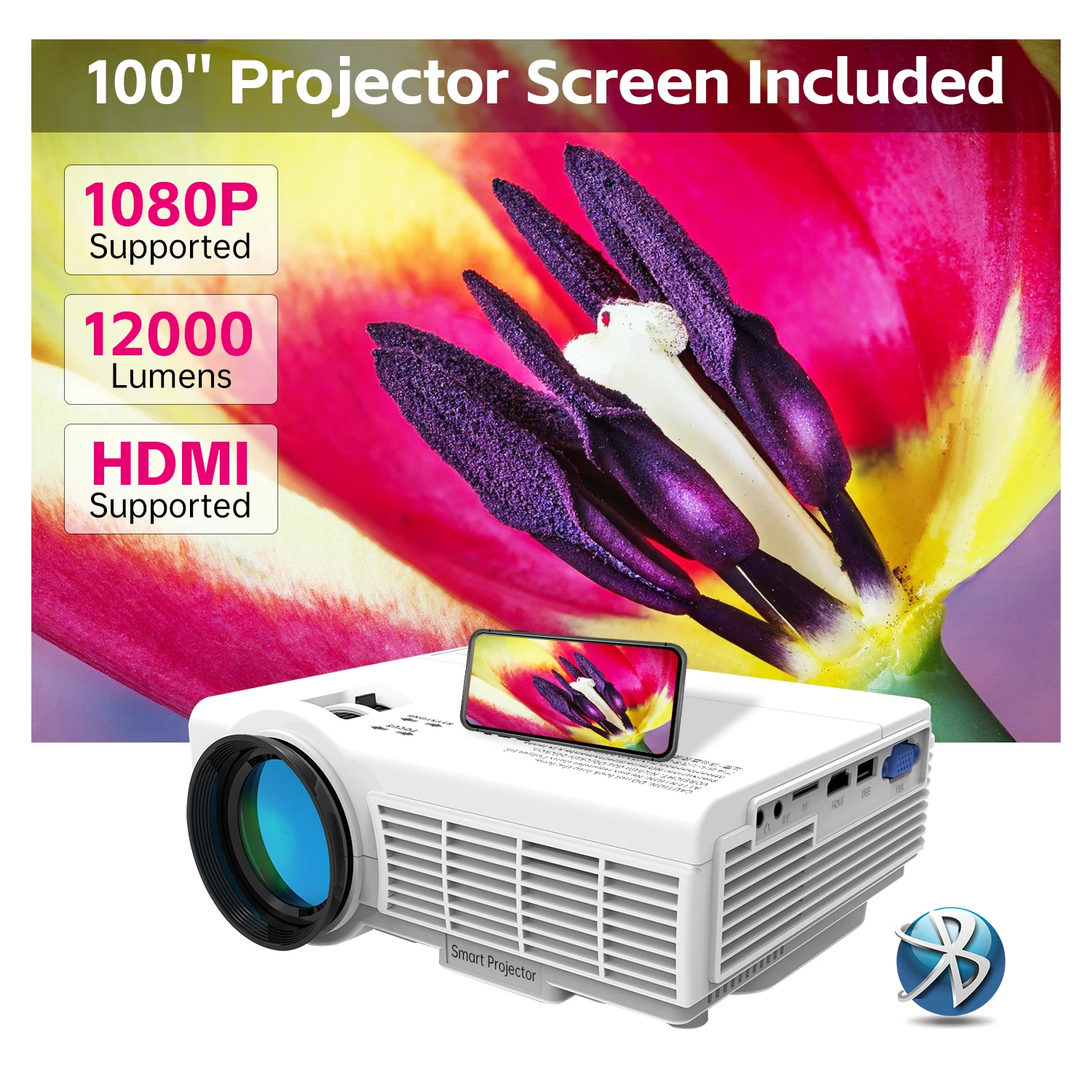 Портативный проектор SUNYS 1080P для домашнего кинотеатра