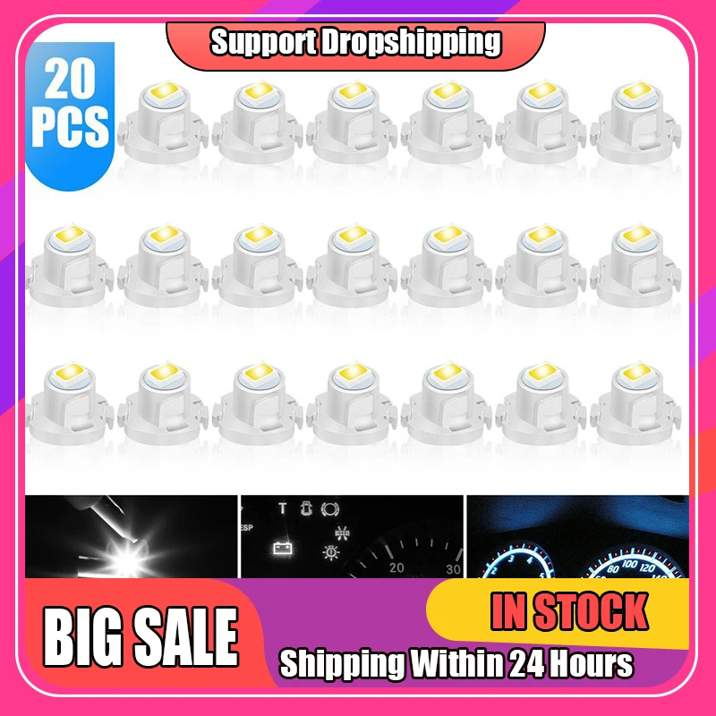 

20 X T4 T4.2 Neo Wedge 1-smd Led Cluster Instrument Dash Climate Bulb Light Dashboard Lamp Bulb White Car Interior Accessories
