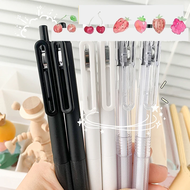 

6PCS/SET 0.5mm Press Gel Pen Writing Pen Signature Black Ink Office School Stationery Supply Kawaii Desk Accessories Papeleria
