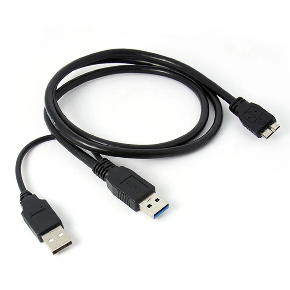 

Двойной кабель A Micro USB B 3,0 Y-образный кабель для жесткого диска черный