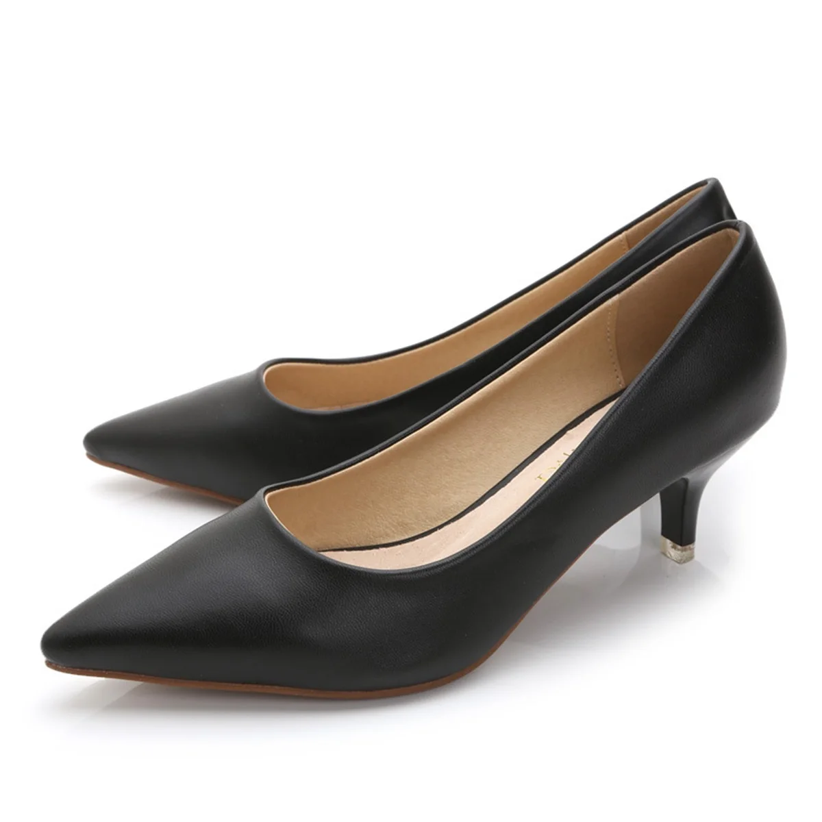 

Professional High Heels Women's Pointed Toe Pumps Microfiber Black Mid-Heel Stiletto Work Shoes Women