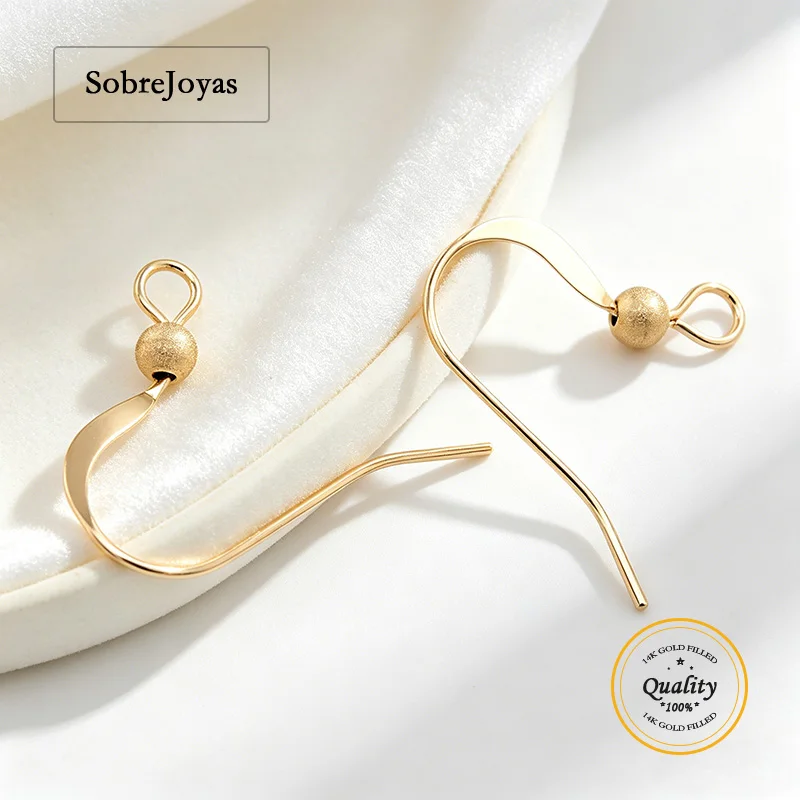 Фото Позолоченная проволока 14K с плоским концом и золотой бусиной 3 мм для изготовления ювелирных изделий, аксессуары для серег DIY, бусина Stardust №1