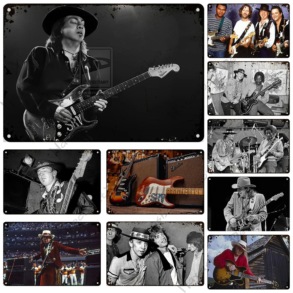 

SRV Vintage Poster Stevie Ray Vaughan Metal Sign Blues Music Metal Sign Metal Plaque Bar Cafe Garage Wall Decor Industrial Decor
