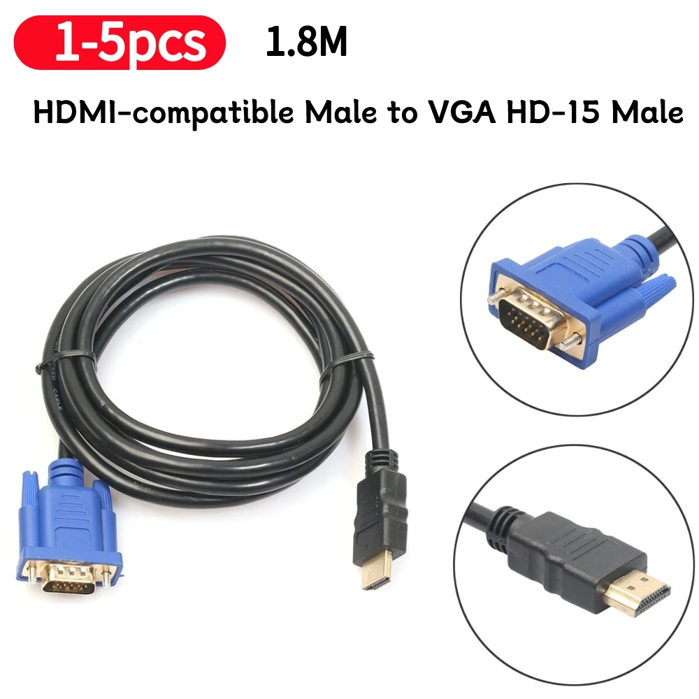 

1,8 м HDMI-совместимый штекер VGA HD Штекер кабель 15pin адаптер 1080P конвертер кабель с подключением цифрового видео/аудио