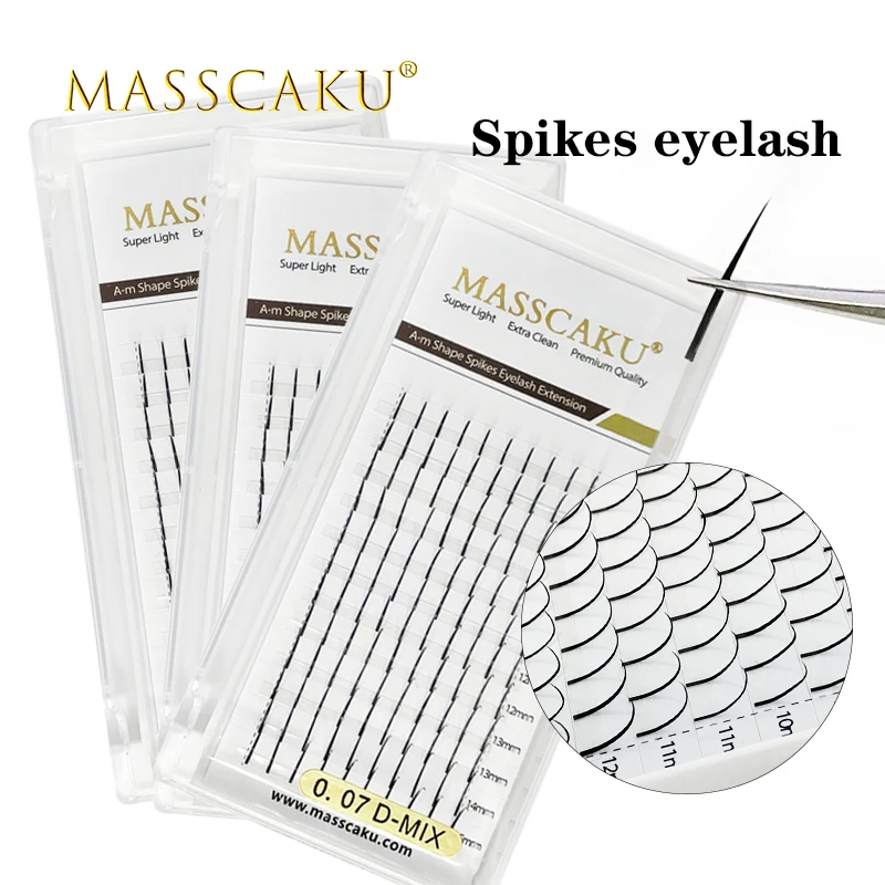 

Free sample 8-15mm & mix length A/M shape spikes false lashes korean pbt material cluster wispy long fishtail eyelashes supplies