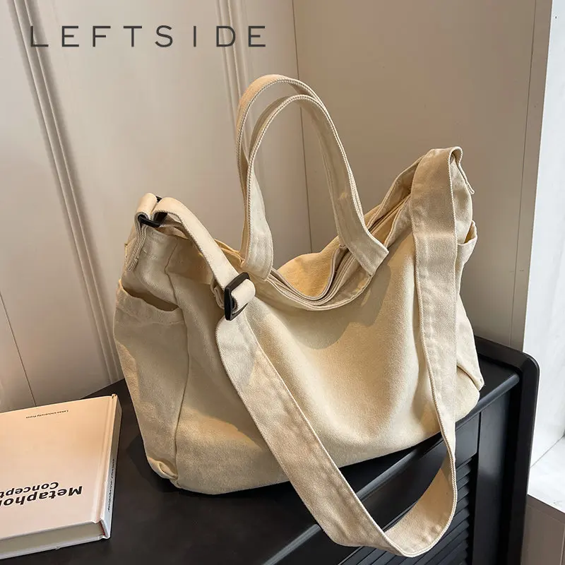 Вместительные холщовые сумки для покупок для женщин, однотонная Повседневная модная дамская сумочка-тоут на ремне, дорожная сумка через плечо
