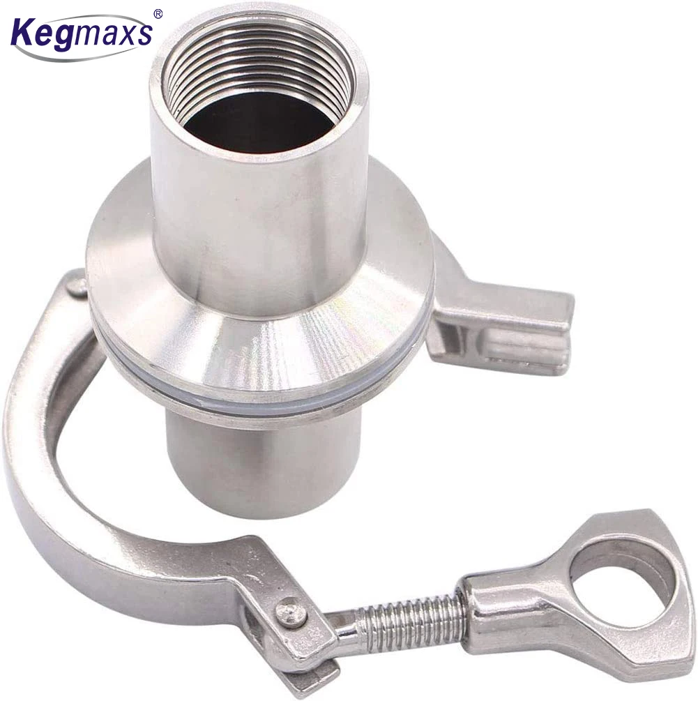 Фото Комплект санитарных фитингов Tri-Clamp 1.5 (1/2 NPT) с внутренней резьбой из нержавеющей стали SS304, с силиконовыми прокладками и зажимом Tri-Clover, внешний диаметр 50.5 мм №3